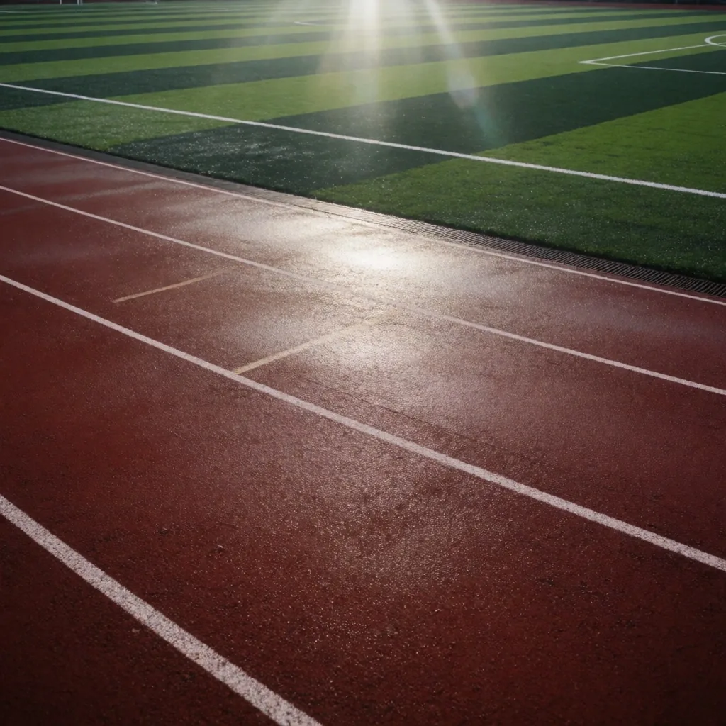 Jakarta sports field in humid midday heat